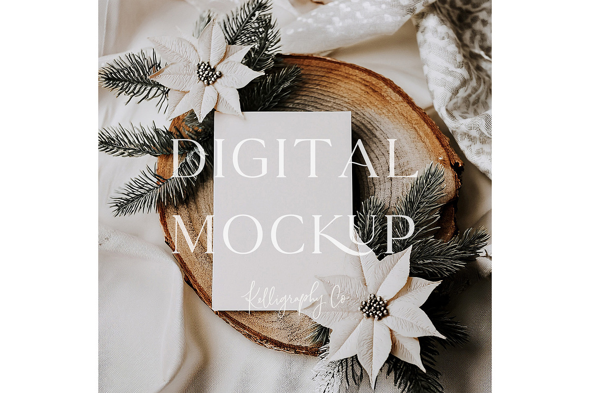 Holiday Card Photo Template Mockup, a Mockup by Kelligraphy Co. (Photo 1 of 2)