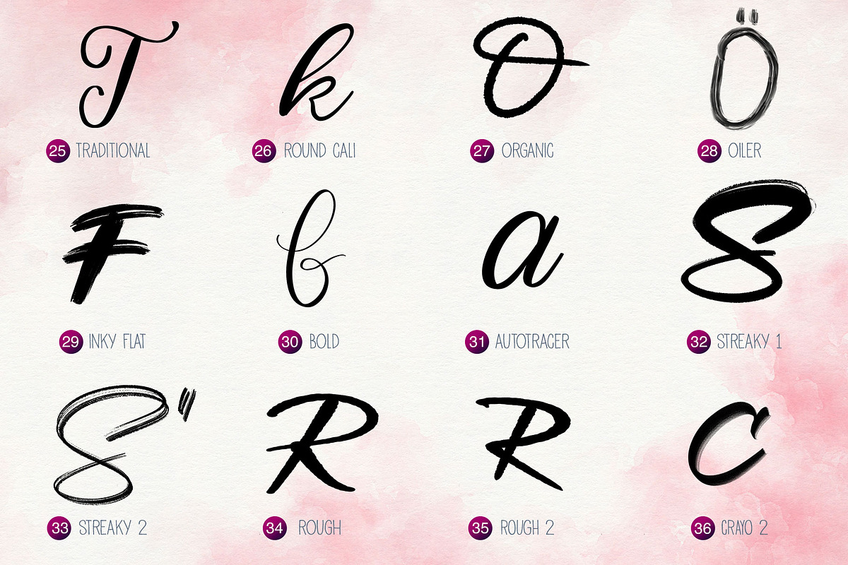 Procreate 5 Lettering Brushes, a Brush Add-On by RadekBroz (Photo 6 of 10)