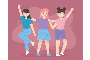 celebrating happy girls, a Person Illustration by studiogstock
