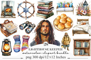 Watercolor Lighthouse Keeper, an Illustration by Designking
