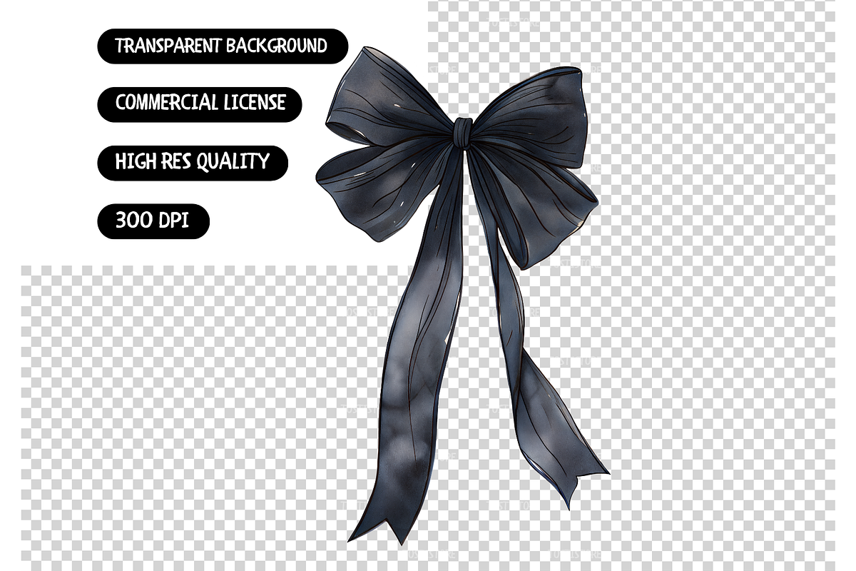Coquette Black Bow Clipart, an Illustration by TatiMockup (Photo 3 of 3)