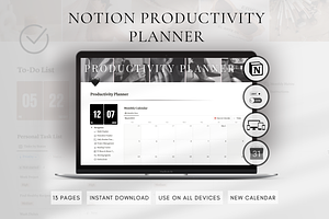 Notion Productivity Planner, a Templates & Theme by BRANDcontent
