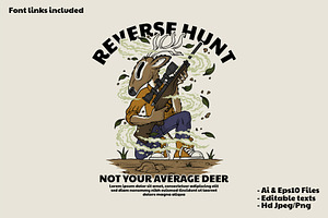 Deer Holding Rifle While Sitting, a Branding & Logo Template by Judsart