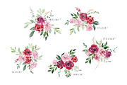 Watercolor Red Blush Pink Flowers, an Illustration by GraphicsDish (Thumbnail 4 of 6)
