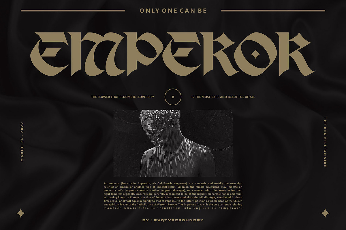 The Red Billionaire (font duo), a Blackletter Font by Rvq Type Foundry (Photo 3 of 9)