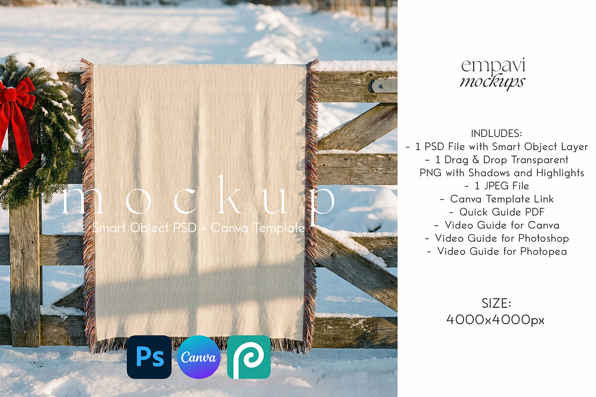 Woven Blanket Mockup, a Household Mockup by EmpaviMockups (Photo 1 of 7)