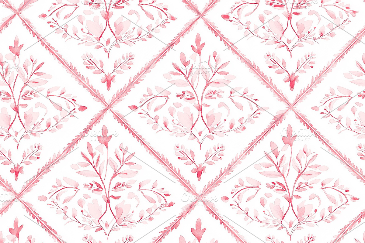 Seamless pattern, delicate watercolor floral damask pattern in soft pink creati, a Pattern Graphic by Studio ANNA