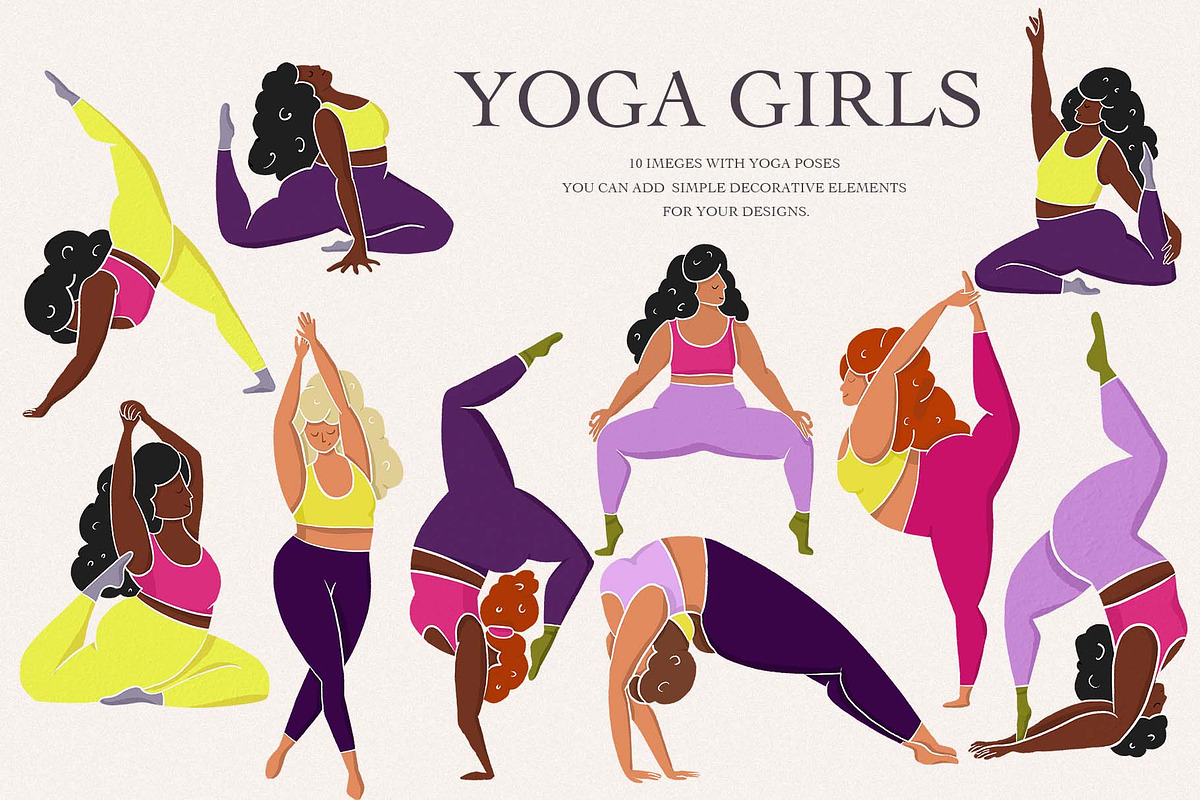 Yoga girls. Modern clipart, a Person Illustration by Spark Studio Brushes (Photo 3 of 5)