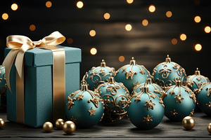Elegant Christmas Gift with Gold Orn, a Photo by Perpis