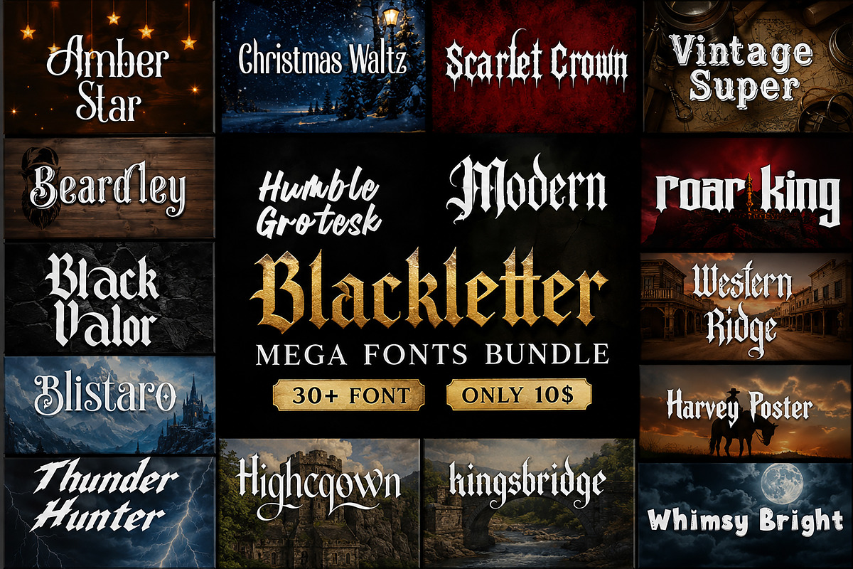 Modern Blackletter Mega Fonts Bundle, a Blackletter Font by Wow Magic (Photo 1 of 20)