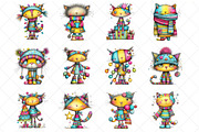 Whimsical Christmas Cat Clipart, an Illustration by SinaCreation (Thumbnail 2 of 6)