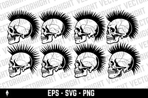 Skull with a sharp mohawk