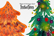 Festive Christmas Trees clipart, an Illustration by SandraGraphicDesign (Thumbnail 2 of 5)
