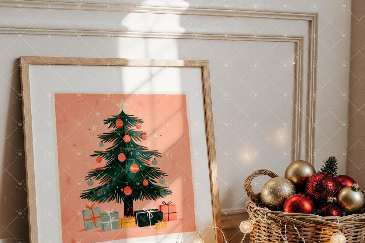 Christmas Frame Mockup – Boho Wall A, a Mockup by Jusvana Mockup (Photo 2 of 10)