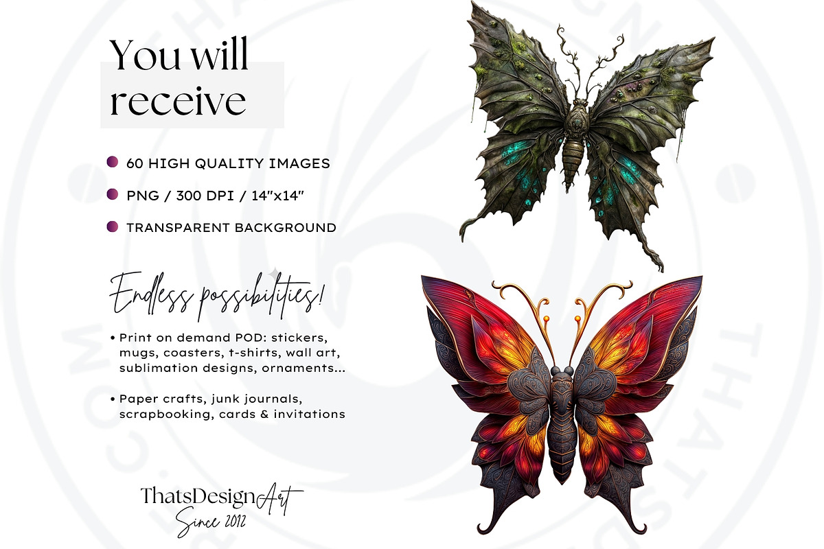 Fantasy Elemental Butterfly Cliparts, an Animal Illustration by ThatsDesignArt (Photo 2 of 10)