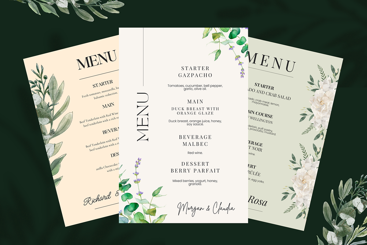 10 Elegant Wedding Menu Templates, a Templates & Theme by TemplateCastleStore (Photo 3 of 9)