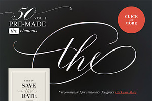Fifty pre-made elements of THE, a Symbol Font by Blessed Print