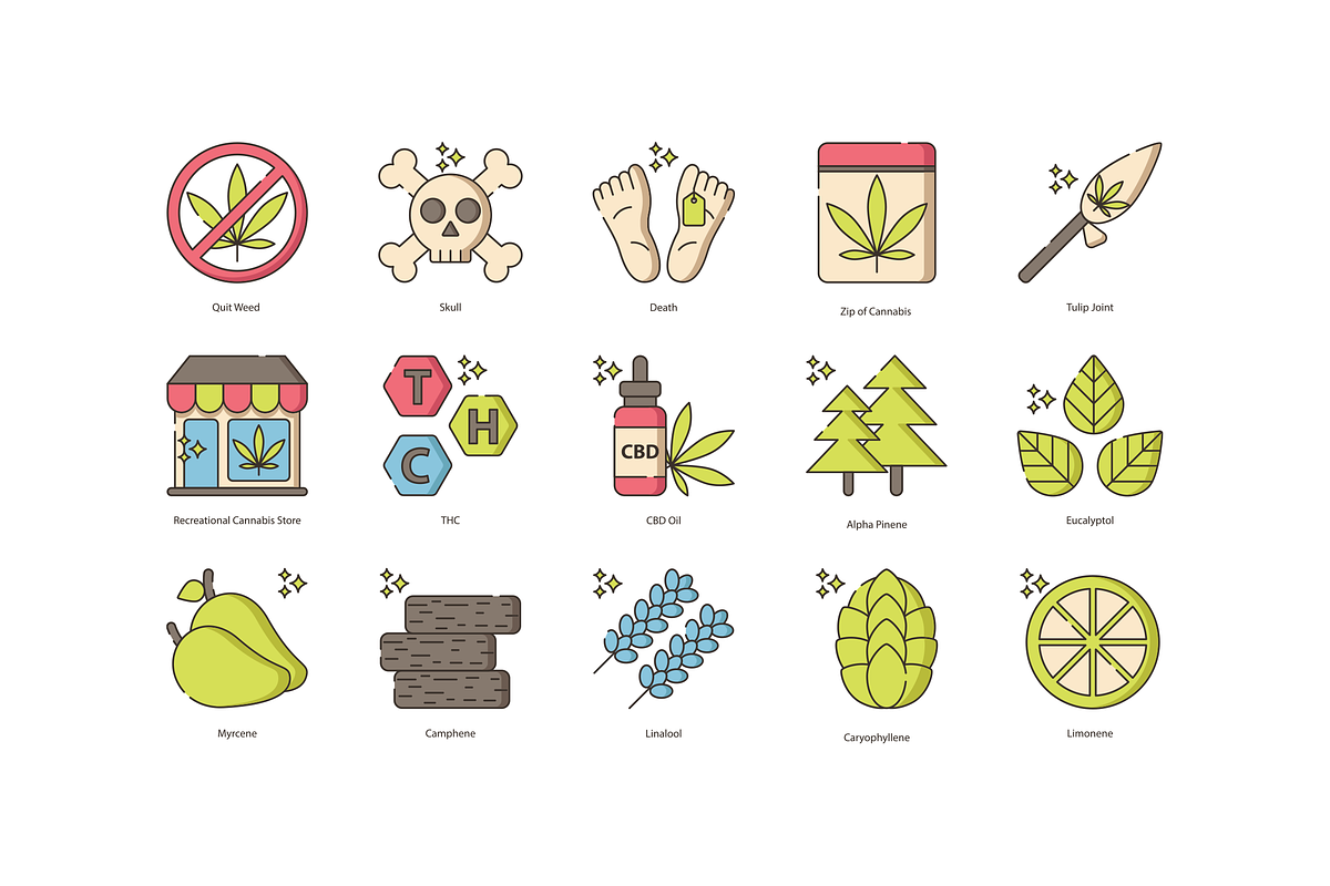 Marijuana Weed Icons | Hazel Series, an Outline Icon by Flat Icons