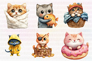 Funny Cat Clipart, Quirky Cat, an Illustration by CreationArt (Thumbnail 5 of 5)