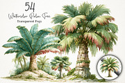 Watercolor Palm Tree PNG Clipart, a Seasonal Illustration by RobertsArt (Thumbnail 1 of 7)