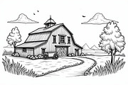 Vintage Farmhouse Sketch Bundle, an Illustration by hafijul (Thumbnail 7 of 7)