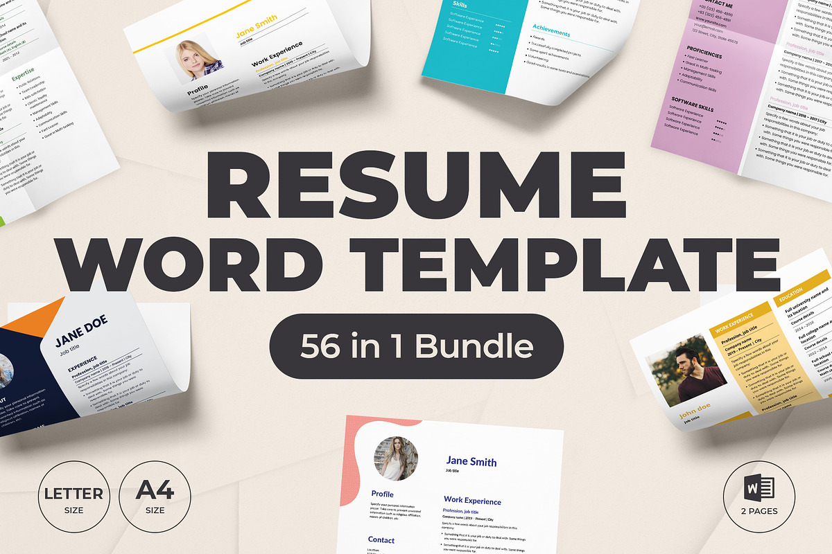 Resume Template Word CV Bundle, a Resume Template by TemplatesNow! (Photo 1 of 9)
