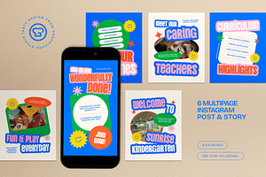 Kindergarten Education Instagram Set, a Social Media Template by graphicook