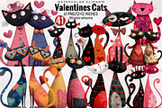 Quirky Valentines Cats Clipart  Bund, an Illustration by SVGArt (Thumbnail 1 of 8)