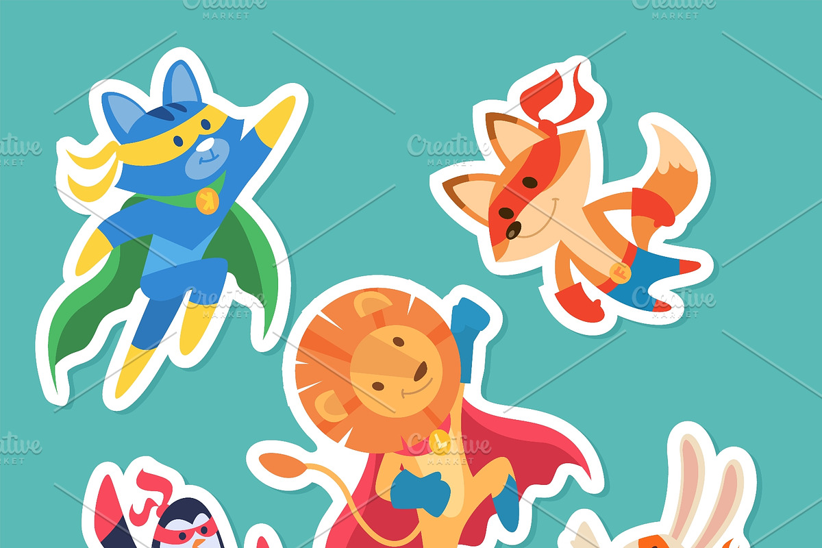 Cute superhero animal stickers cat, an Animal Illustration by Onyx (Photo 3 of 3)