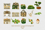 Cottage Life Watercolor Bundle, an Object Illustration by foxsong (Thumbnail 3 of 10)