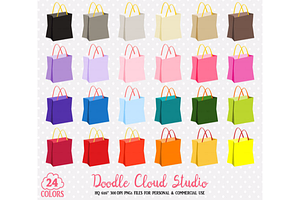 24 Colorful Shopping Bag Clipart