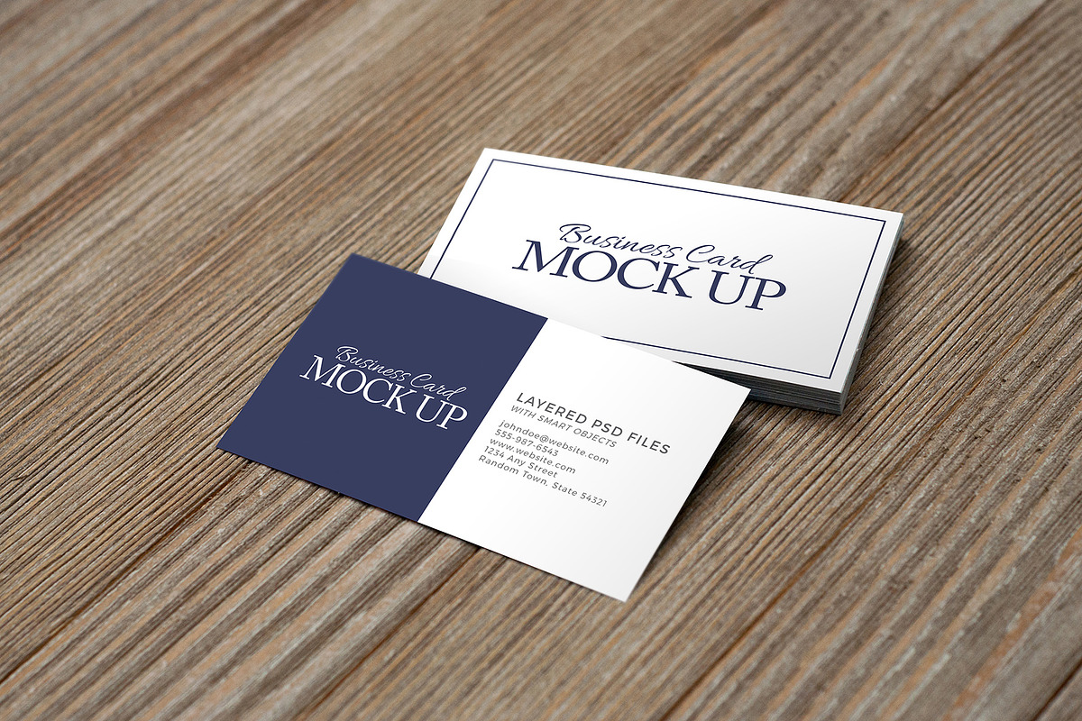 Business Card Mockup Pack on Wood, a Print Template by Haynie Design Co. (Photo 5 of 5)