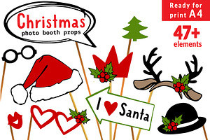 Christmas Photo Booth Props Set & A4