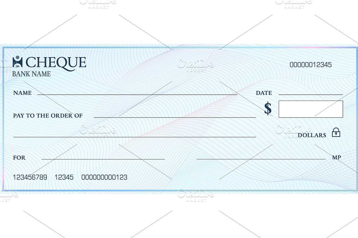 Bank cheque or check template, a Finance Illustration by Buch&Bee