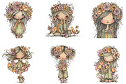 Spring Girl Whimsical Clipart, a Person Illustration by Designking (Thumbnail 3 of 5)