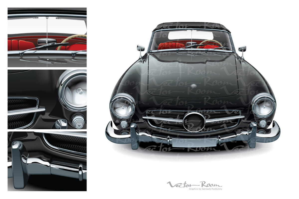 Classic Soft Top Convertible, a Person Illustration by Vector Room