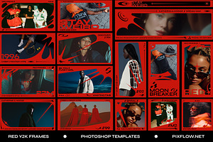Red Y2K Frames V2, a Social Media Template by Pixflow