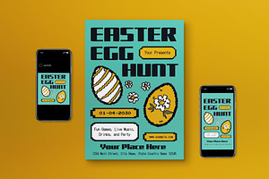 Cyan Y2K Easter Egg Hunt Flyer Set