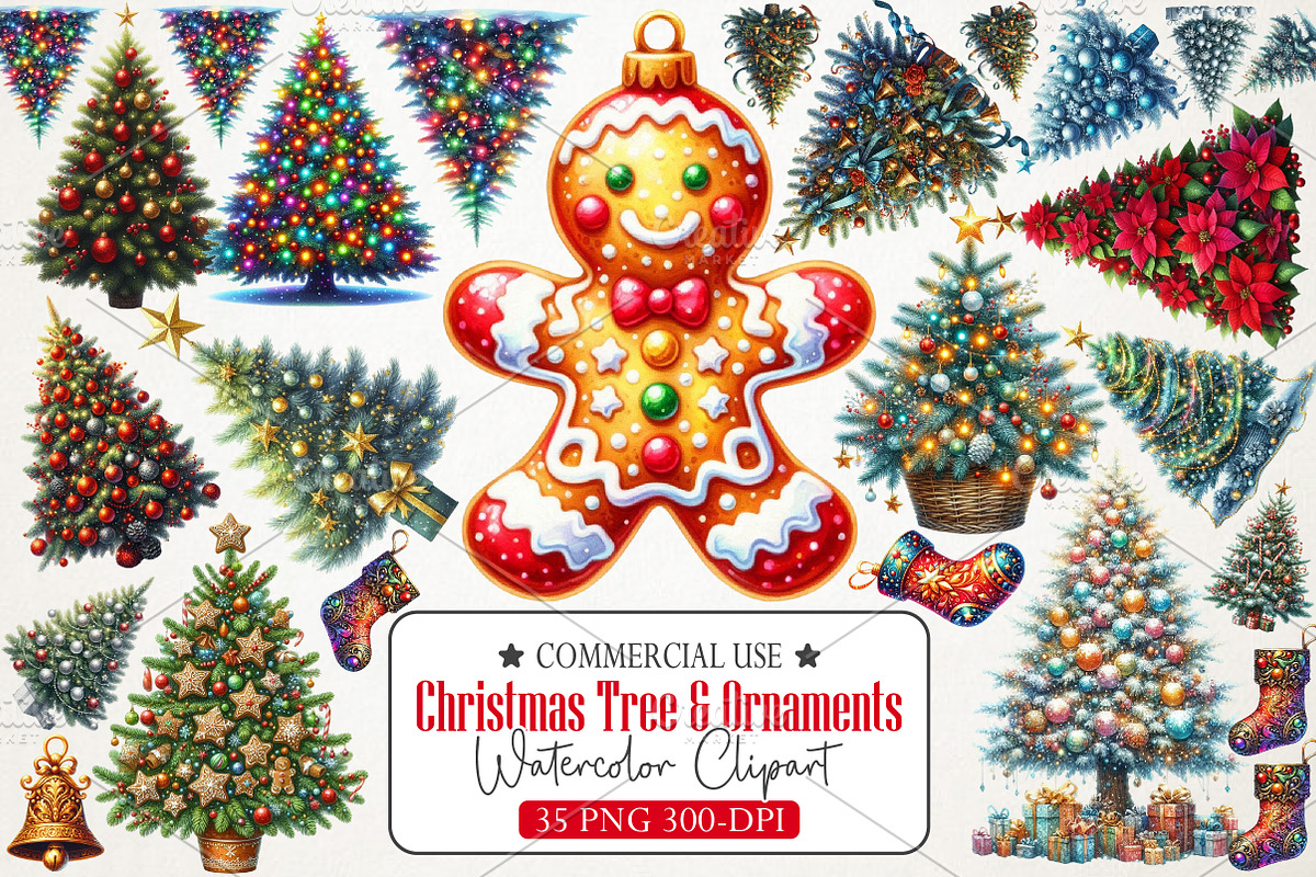 Christmas Tree & Ornaments Cliapart, an Illustration by RobertsArt (Photo 1 of 7)