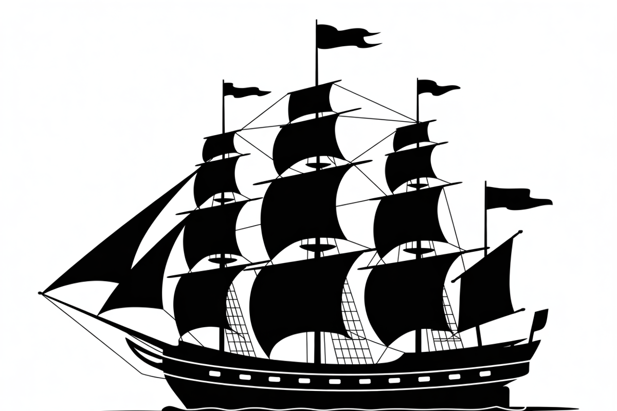 Sailing Ship Silhouette Vector, an Illustration by Amazin_art (Photo 2 of 8)