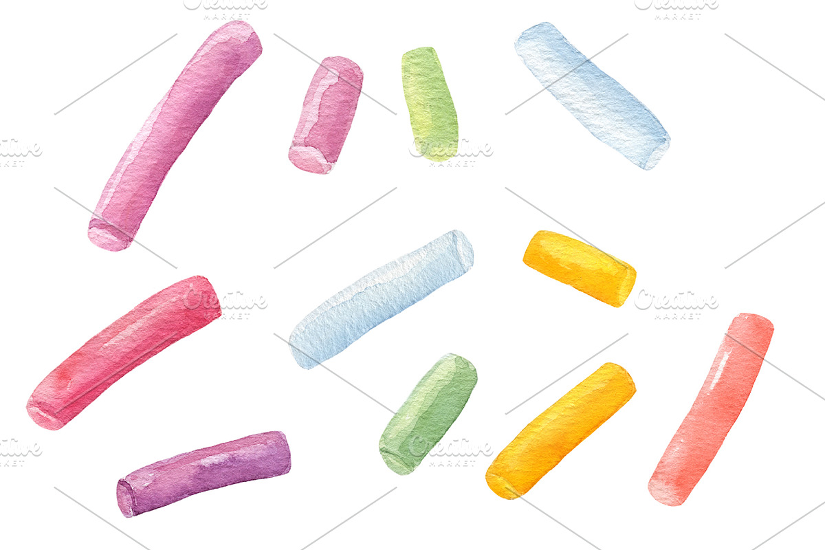 Set of watercolor delicious donuts, a Decorative Illustration by Nataliia Pyzhova (Photo 5 of 7)