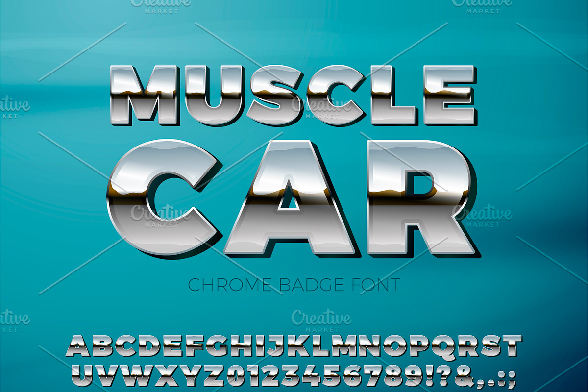 Muscle Car Chrome letters, an Outline Icon by Tashal (Photo 1 of 8)