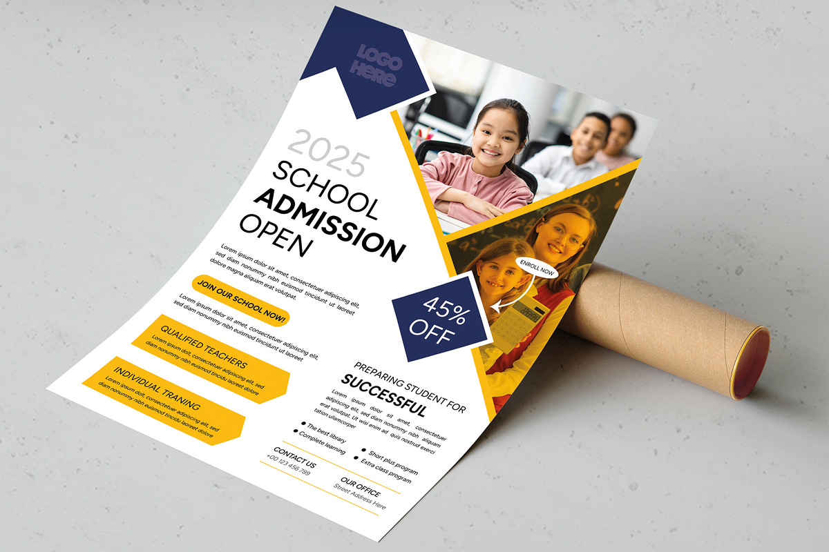 School Admission Flyer Template, a Flyer Template by MightyDesign (Photo 4 of 7)