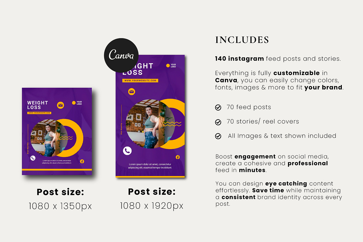 Fitness & Health Instagram Templates preview 2