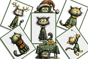 Whimsical Christmas Cats Clipart, an Illustration by Creative Art (Thumbnail 9 of 10)