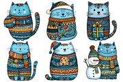 Quirky Christmas Cat Clipart, an Illustration by Pixels.Craft (Thumbnail 6 of 6)