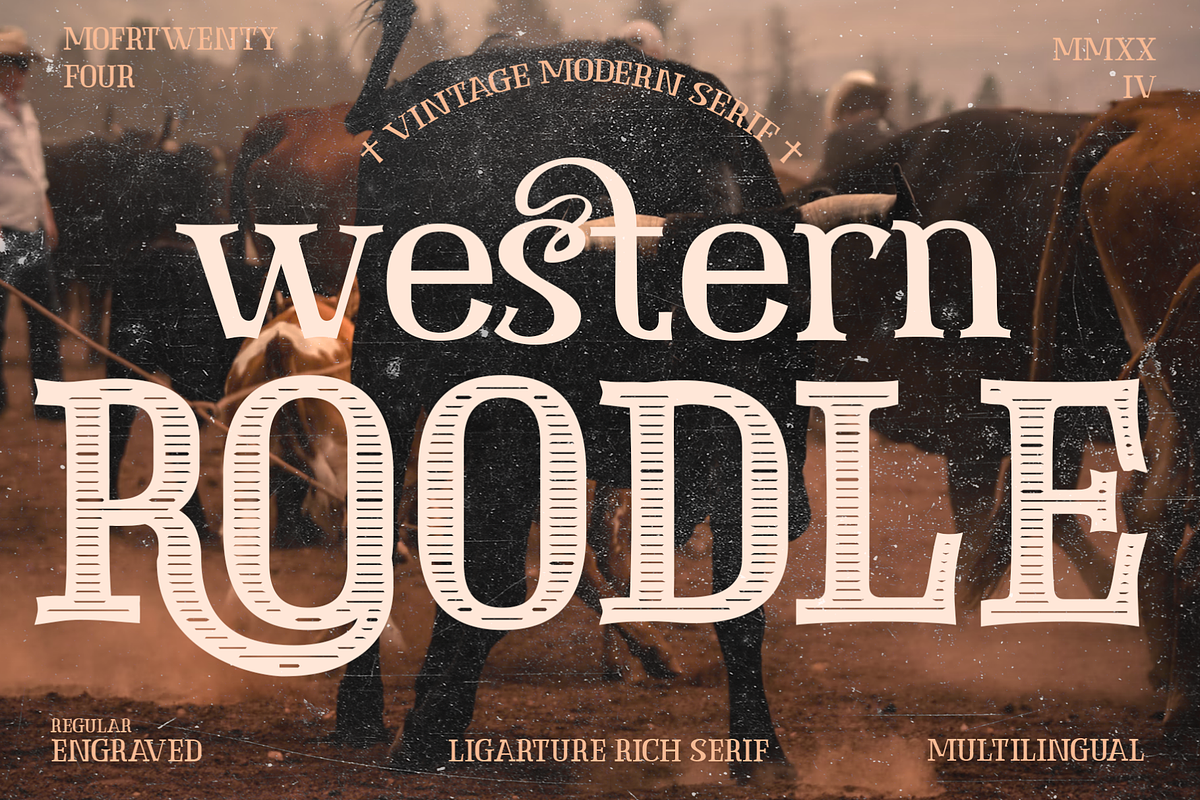 Western Roodle-Vintage Modern Serif, a Serif Font by Mofr 24 (Photo 1 of 8)