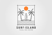 surfing island line art logo vector, an Object Graphic by Rizkaarishandy_shop (Thumbnail 3 of 3)