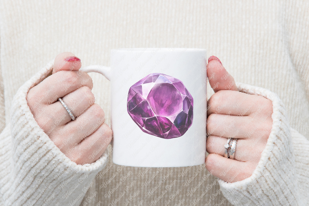 Watercolor Gemstones Clipart, an Illustration by Watercolor design (Photo 4 of 4)