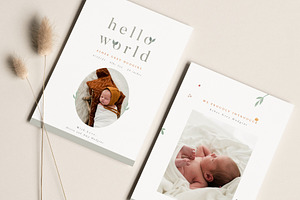 7x5 Organic Birth Announcement PSD